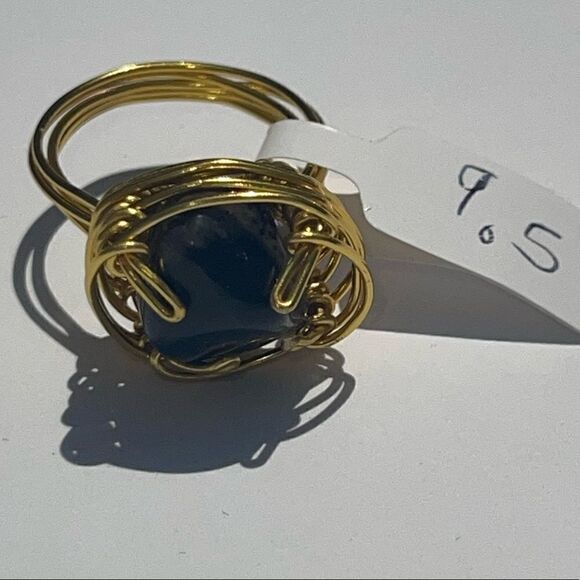 🔥 SNOWFLAKE OBSIDIAN WIREWRAPPED GENUINE GEMSTONE CHUNKY RING 🔥 - Picture 5 of 9